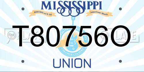 T80756O Mississippi License Plate