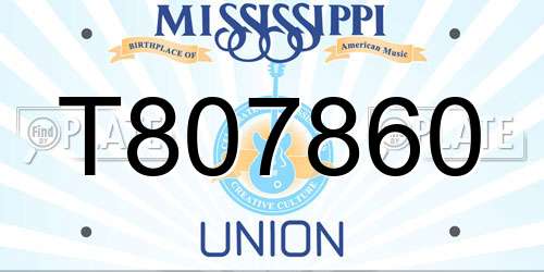 T807860 Mississippi License Plate