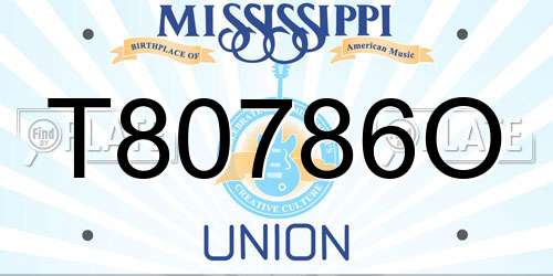 T80786O Mississippi License Plate