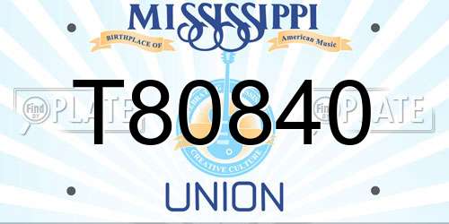 T80840 Mississippi License Plate