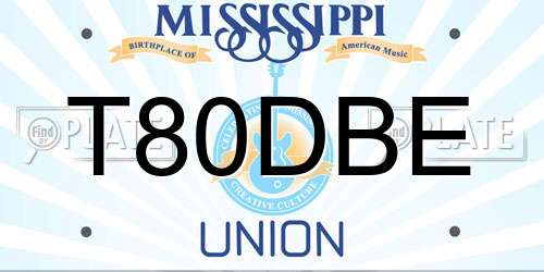 T80DBE Mississippi License Plate