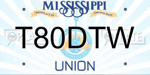 T80DTW Mississippi License Plate