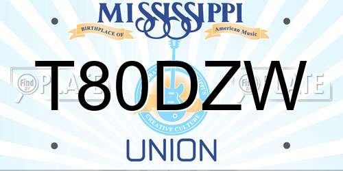 T80DZW Mississippi License Plate