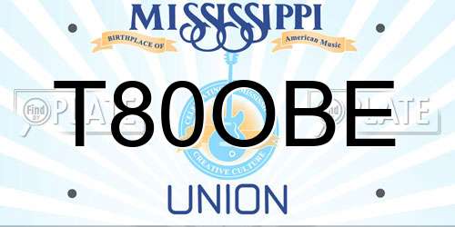T80OBE Mississippi License Plate