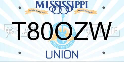 T80OZW Mississippi License Plate