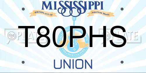 T80PHS Mississippi License Plate