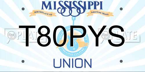 T80PYS Mississippi License Plate