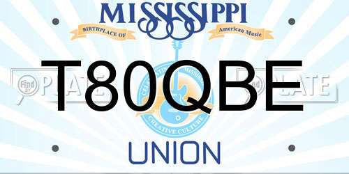 T80QBE Mississippi License Plate