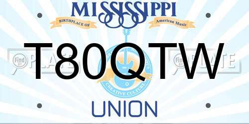 T80QTW Mississippi License Plate