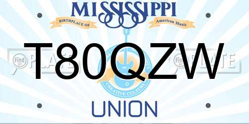 T80QZW Mississippi License Plate