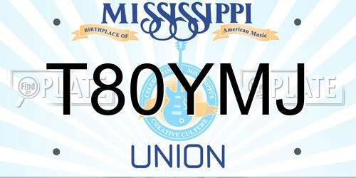 T80YMJ Mississippi License Plate