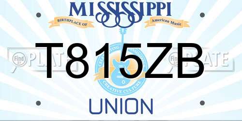 T815ZB Mississippi License Plate