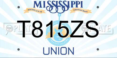 T815ZS Mississippi License Plate