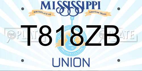 T818ZB Mississippi License Plate