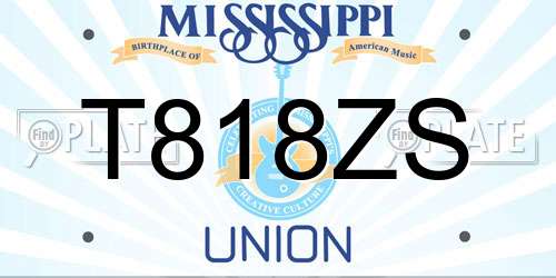 T818ZS Mississippi License Plate