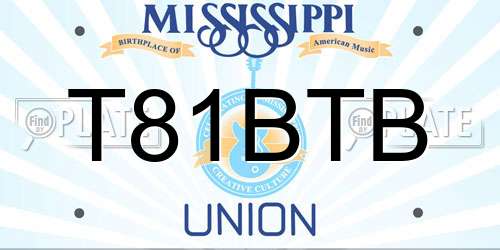 T81BTB Mississippi License Plate