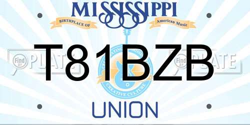 T81BZB Mississippi License Plate