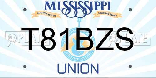 T81BZS Mississippi License Plate