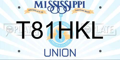 T81HKL Mississippi License Plate