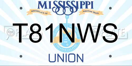 T81NWS Mississippi License Plate