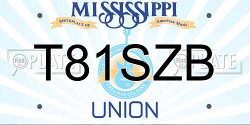 T81SZB Mississippi License Plate