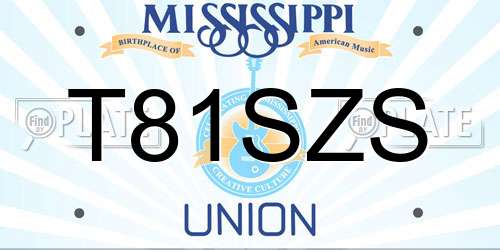 T81SZS Mississippi License Plate