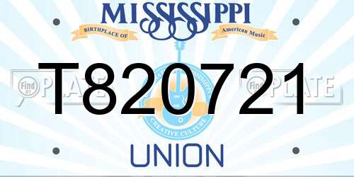 T820721 Mississippi License Plate
