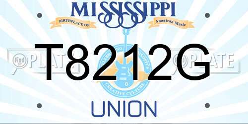 T8212G Mississippi License Plate