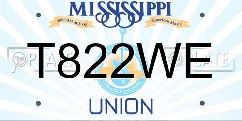 T822WE Mississippi License Plate