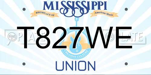 T827WE Mississippi License Plate