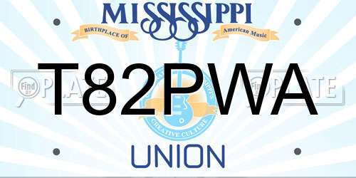T82PWA Mississippi License Plate