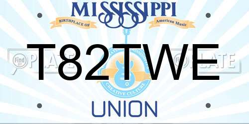 T82TWE Mississippi License Plate