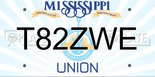 T82ZWE Mississippi License Plate