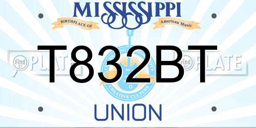 T832BT Mississippi License Plate