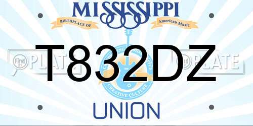 T832DZ Mississippi License Plate