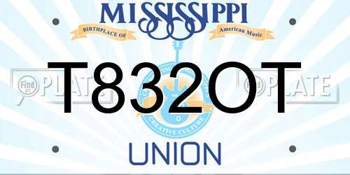 T832OT Mississippi License Plate