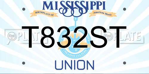 T832ST Mississippi License Plate