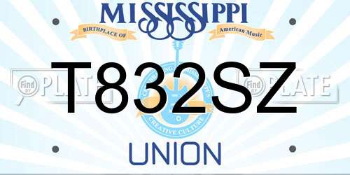 T832SZ Mississippi License Plate