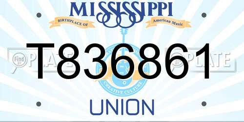 T836861 Mississippi License Plate