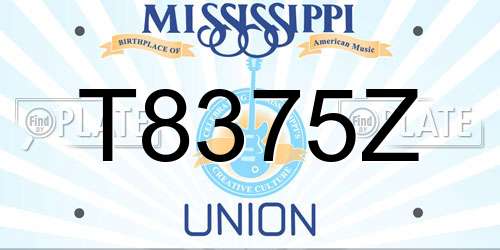 T8375Z Mississippi License Plate