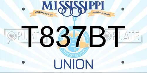 T837BT Mississippi License Plate