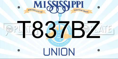 T837BZ Mississippi License Plate