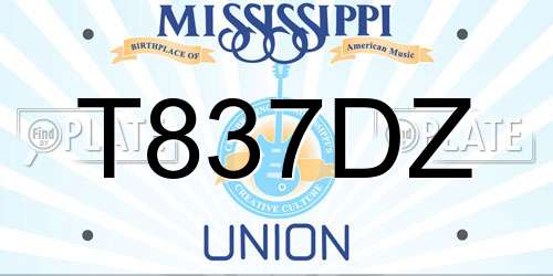 T837DZ Mississippi License Plate