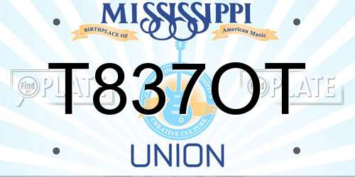 T837OT Mississippi License Plate