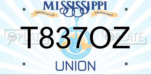 T837OZ Mississippi License Plate