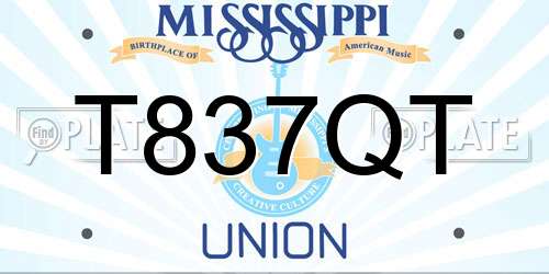 T837QT Mississippi License Plate
