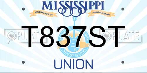 T837ST Mississippi License Plate