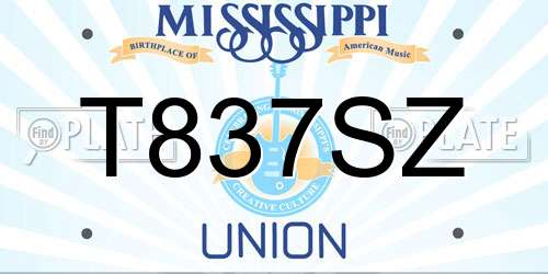 T837SZ Mississippi License Plate