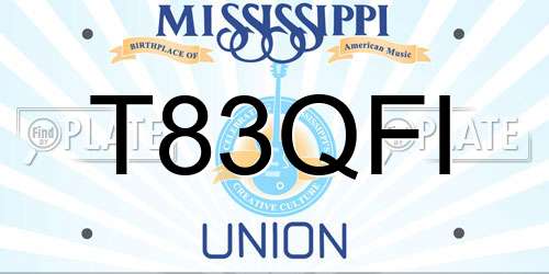 T83QFI Mississippi License Plate