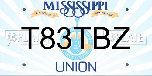 T83TBZ Mississippi License Plate